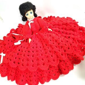 Vintage A&H Doll with Hand Crocheted Red & White Dress Collectible